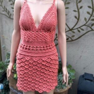 Handmade Crochet Pink Dress